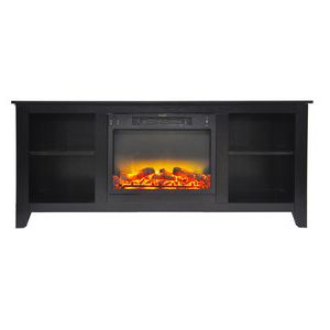 Famous Laven Media Fireplace, Weathered Black Brown Oak Within Milano 200 Wall Mounted Floating Led 79" Tv Stands (View 6 of 10)