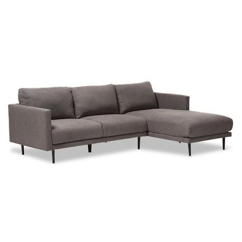 Famous Riley Retro Mid Century Modern Fabric Upholstered Left Facing Chaise Sectional Sofas Pertaining To Baxton Studio Riley Retro Mid Century Modern Grey Fabric (Photo 4 of 10)