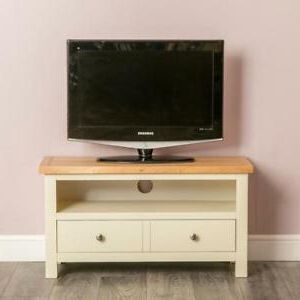 Farrow Cream Tv Unit Stand Small Painted Solid Wood Pertaining To Famous Corona Grey Corner Tv Stands (View 9 of 10)