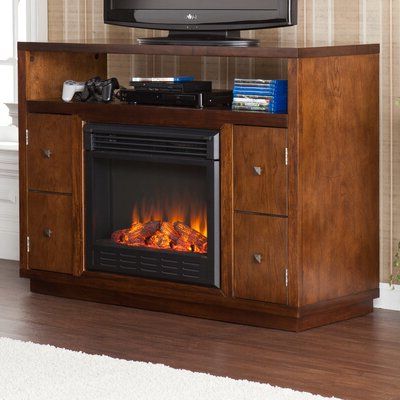 Fashionable Electric Fireplace Tv Stands With Shelf Inside Furnitech 61" Tv Stand With Curved Electric Fireplace (View 7 of 10)