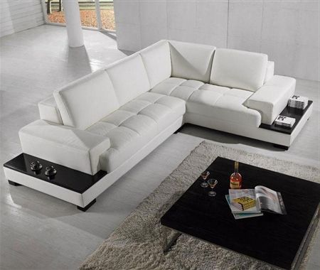 Fashionable Sectional Sofas In White In White Bonded Leather Sectional Sofa With Storage Tos Dg (Photo 3 of 10)