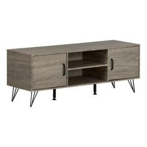 Fashionable Tv Stand Storage Organizer Wood Particle Board 4 Shelves For South Shore Evane Tv Stands With Doors In Oak Camel (View 9 of 10)