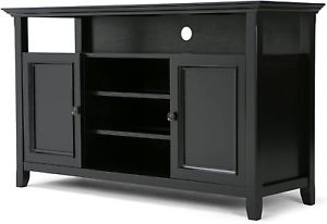Favorite Tribeca Oak Tv Media Stand With Simpli Home Amherst Solid Wood Universal Tv Media Stand (View 4 of 10)