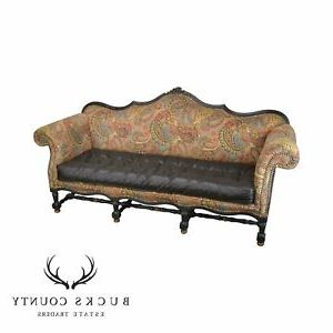 French Louis Xiv Style Old Hickory Tannery Tufted Brown Regarding Most Recently Released 4pc French Seamed Sectional Sofas Velvet Black (Photo 4 of 10)