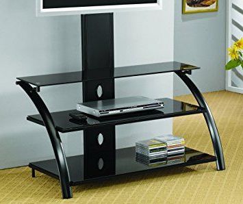 Glass Tv Stand, Black Tv Console Throughout Glass Shelf With Tv Stands (View 2 of 10)
