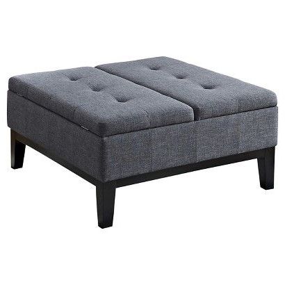 Gneiss Modern Linen Sectional Sofas Slate Gray Inside Most Recently Released 36" Lancaster Square Coffee Table Storage Ottoman Slate (View 10 of 10)