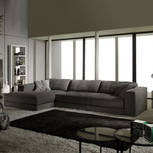 Grey Fabric Corner Sofa – Modern Italian Regarding Trendy Calvin Concrete Gray Sofas (View 7 of 10)