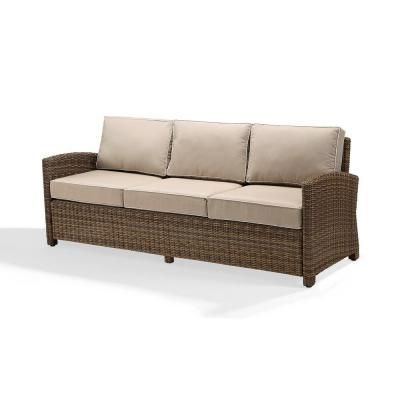 Hampton Bay Beacon Park Steel Wicker Outdoor Sofa With For Most Recently Released Hamptons Sofas (Photo 6 of 10)