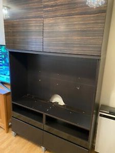 Ikea – Large Dark Brown Tv Cabinet Set; Good Condition With Famous Corona Grey Flat Screen Tv Unit Stands (Photo 6 of 10)