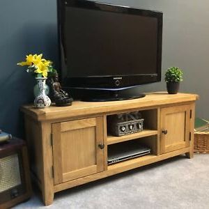 Indi Wide Tv Stands For Preferred Large Oak Tv Stand Wide Solid Wood Television Unit With (Photo 5 of 10)