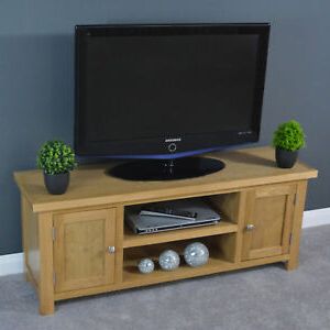 Latest Bromley Extra Wide Oak Tv Stands With Oak Wide Tv Stand / Large Tv Cabinet / Solid Wood / Plasma (Photo 4 of 10)