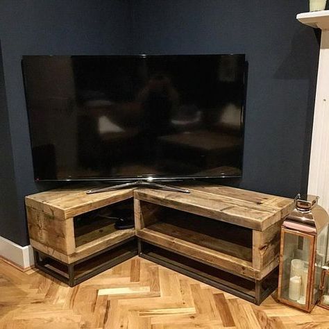 Latest Industrial Chic Reclaimed Corner Tv Unit Standm Media Unit With Regard To Owen Retro Tv Unit Stands (View 7 of 10)