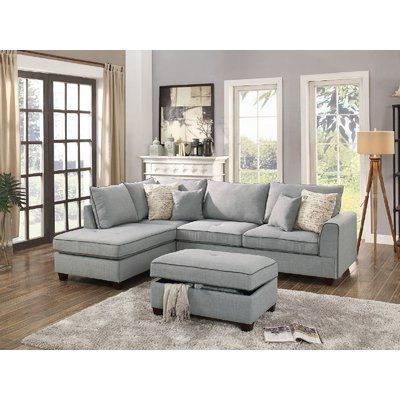 Laurel Foundry Modern Farmhouse Ayita 104" Wide Reversible Within Well Known Laurel Gray Sofas (View 4 of 10)