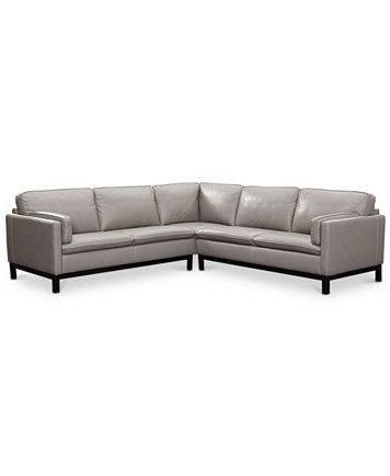 Leather Sectional Sofas, Grey Leather For 3pc Miles Leather Sectional Sofas With Chaise (View 6 of 10)