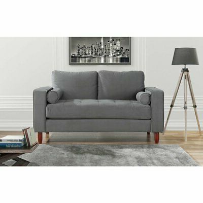 Lyvia Pillowback Sofa Sectional Sofas In Most Popular Velvet Fabric Love Seat Sofa With Loose Back Cushions And (Photo 2 of 10)