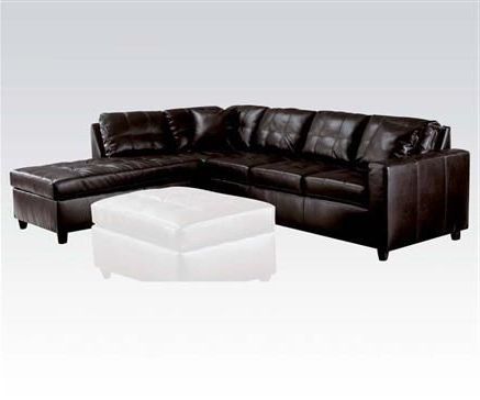 Milano Espresso Bonded Leather Reversible Sectional Sofa W For Trendy Clifton Reversible Sectional Sofas With Pillows (View 9 of 10)