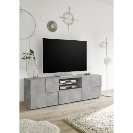 Milano White Tv Stands With Led Lights Within 2017 Diana 181cm Concrete Imitation Tv Unit With Led Lights (Photo 10 of 10)