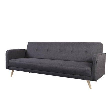 Milu 3 Seater Upholstered Fabric Sofa Bed In Dark Grey In Widely Used Polyfiber Linen Fabric Sectional Sofas Dark Gray (View 2 of 10)