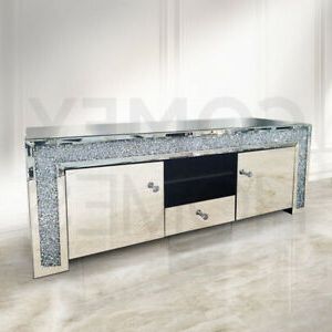 Mirrored Crushed Crystal Tv Unit / Stand – 150cm – Free With Regard To Recent Fitzgerald Mirrored Tv Stands (View 8 of 10)