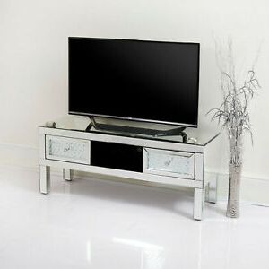 Mirrored Tv Stand Crystal Drawer Media Unit Cabinet Mirror In 2018 Fitzgerald Mirrored Tv Stands (View 6 of 10)