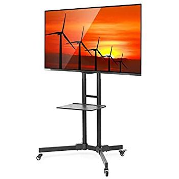 Modern Black Floor Glass Tv Stands For Tvs Up To 70 Inch For 2017 Amazon: Portable Flat Screen Tv Stand For 32" To 70 (Photo 7 of 10)