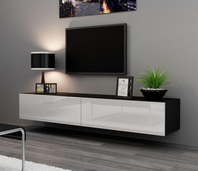 Modern Black Tabletop Tv Stands Inside Popular Seattle 24 – Modern Tv Wall Unit / Tall Tv Stands For Flat (Photo 2 of 10)