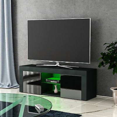 Modern Black Universal Tabletop Tv Stands Throughout Trendy Eclipse Led Tv Stand Cabinet Unit 2 Door Modern Matte (View 3 of 10)