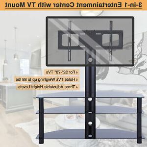Modern Floor Tv Stands With Swivel Metal Mount In Recent Swivel Glass Tv Stand With Mount Height Adjustable For  (View 10 of 10)