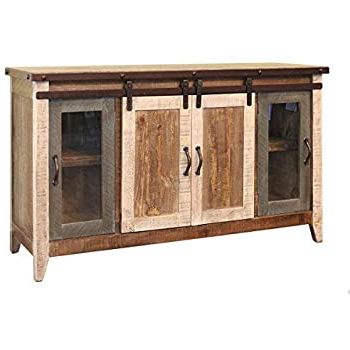 Modern Sliding Door Tv Stands Regarding Widely Used Amazon: Burleson Home Furnishings Anton Distressed (Photo 4 of 10)