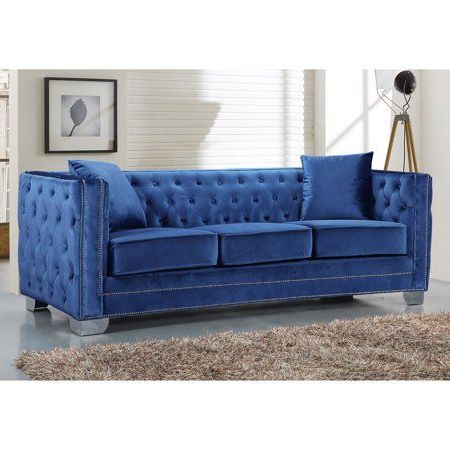 Molnar Upholstered Sectional Sofas Blue/gray Pertaining To 2018 Meridian Furniture Inc Reese Sofa With Toss Pillows (View 9 of 10)