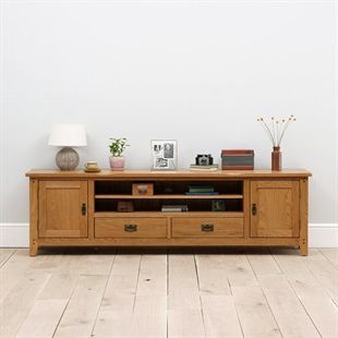 Most Current Solid Wood Oak, Pine & Painted Tv Stands & Tv Units – The With Compton Ivory Extra Wide Tv Stands (View 6 of 10)