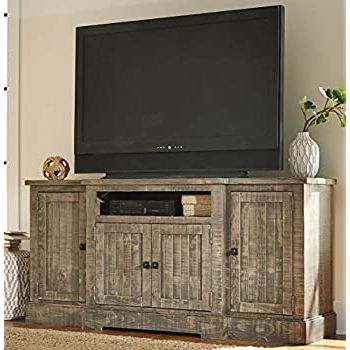 Most Current Tv Stands With Table Storage Cabinet In Rustic Gray Wash For Amazon: 72 In. Tv Console In Weathered Gray Finish (Photo 5 of 10)