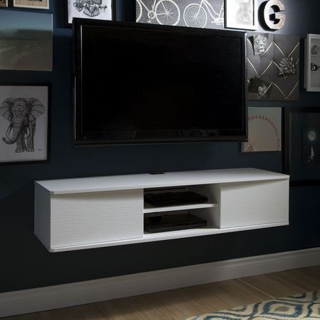 Most Popular Bromley White Wide Tv Stands With South Shore Agora Wide Wall Mounted Media Console, 56 Inch (Photo 1 of 10)