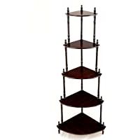 Most Popular Frenchi Home Furnishing 5 Tier Corner Stand With Regard To Large Rolling Tv Stands On Wheels With Black Finish Metal Shelf (View 6 of 10)