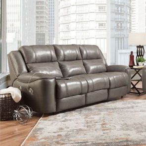 Most Popular Macnair Umber Reclining Sofa W/ Power Signature Design For Charleston Triple Power Reclining Sofas (View 5 of 10)