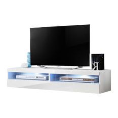 Most Popular Modern Black Floor Glass Tv Stands For Tvs Up To 70 Inch Inside 50 Floating Entertainment Centers And Tv Stands You'll (Photo 5 of 10)