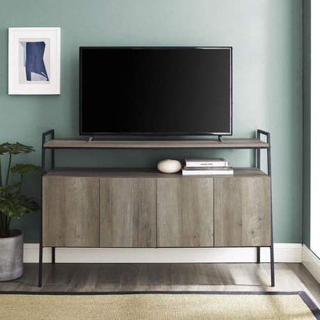 Most Popular Tv Stands In Rustic Gray Wash Entertainment Center For Living Room For Modern Industrial Tv Stand With Storage For Tv's Up To  (View 3 of 10)