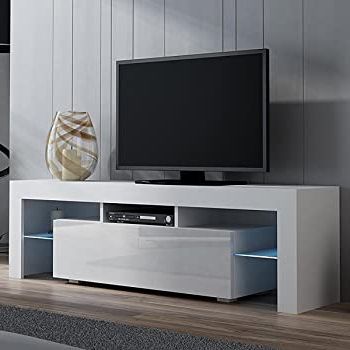 Most Recent Milano White Tv Stands With Led Lights Throughout Modern Tv Unit 200cm Cabinet White Matt And White High (Photo 3 of 10)