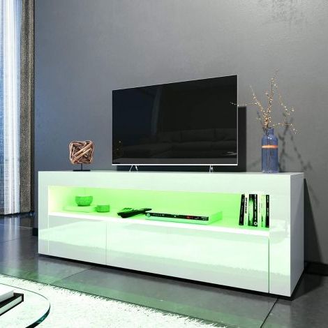 Most Recently Released 57'' Led Tv Stands Cabinet For Elegant 1200mm Gloss Black Modern Multi Colour Led Tv Unit (View 9 of 10)