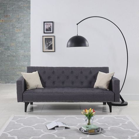 Most Recently Released Best Futon Sofa 1) Amazon: Modern Tufted Fabric Regarding Radcliff Nailhead Trim Sectional Sofas Gray (Photo 8 of 10)