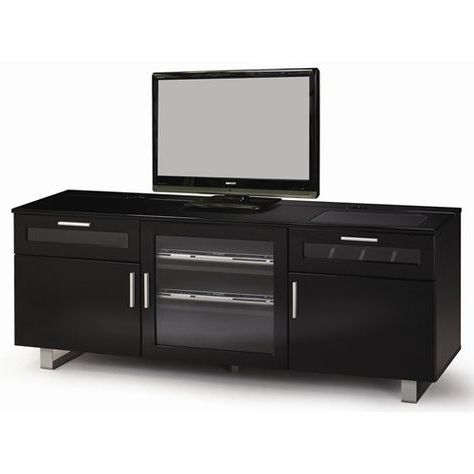 Most Recently Released Convenience Concepts Newport Marbella 60" Tv Stands With Tv Stands Contemporary Tv Console With High Gloss Black (View 5 of 10)