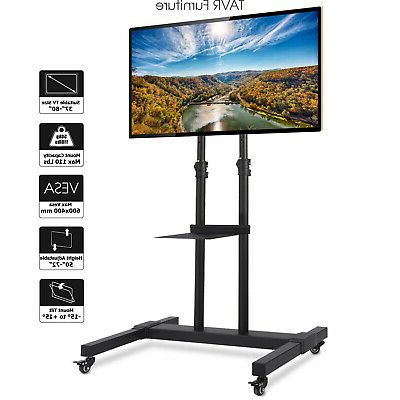 Most Recently Released Easyfashion Adjustable Rolling Tv Stands For Flat Panel Tvs With Regard To Rolling Tv Stand With Adjustable Mount & Wheels For 32  (View 2 of 10)