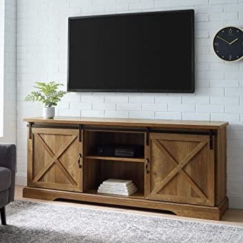 Most Recently Released Tv Stands In Rustic Gray Wash Entertainment Center For Living Room Regarding Amazon: Walker Edison Furniture Company Modern (Photo 7 of 10)