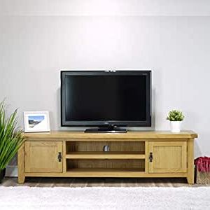 Most Up To Date Carbon Extra Wide Tv Unit Stands Regarding Arklow Oak Extra Large Tv Stand For 65 Inch Tv / 180cm (View 2 of 10)