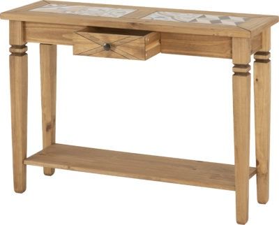 Most Up To Date Corona Small Tv Stands In Salvador Tile Top Console Table – Distressed Waxed Pine (View 8 of 10)