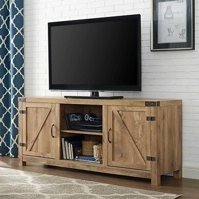 Most Up To Date Large Rustic Barn Door Console Tv Stand Cabinet Media For Barn Door Wood Tv Stands (View 3 of 10)