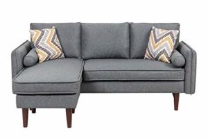 Most Up To Date Lilola Home Mia Contemporary Modern Gray Linen Fabric With Dulce Mid Century Chaise Sofas Light Gray (Photo 2 of 10)