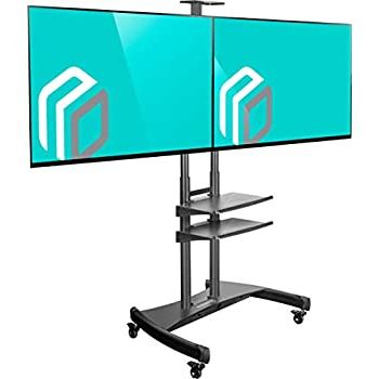 Mount Factory Rolling Tv Stands Within Popular Amazon : Onkron Mobile Tv Stand Dual Tv Cart With (View 10 of 10)