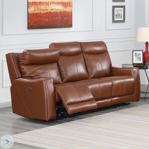 Natalia Caramel Leather Power Reclining Living Room Set Throughout Most Up To Date Raven Power Reclining Sofas (Photo 1 of 10)