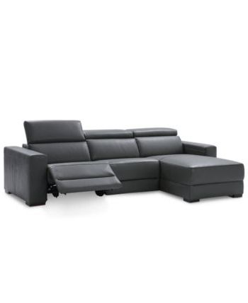 Nevio 3 Pc Leather Sectional Sofa With Chaise, 1 Power Regarding Most Current 3pc Miles Leather Sectional Sofas With Chaise (View 7 of 10)